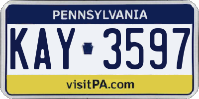 PA license plate KAY3597