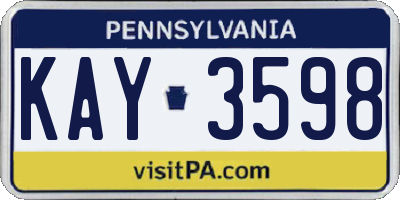 PA license plate KAY3598