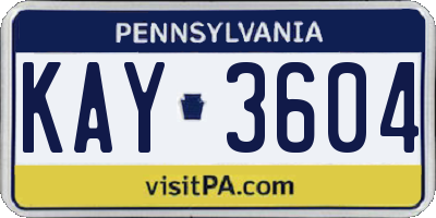 PA license plate KAY3604