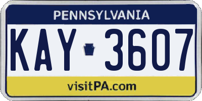 PA license plate KAY3607