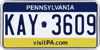 PA license plate KAY3609