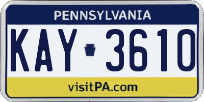 PA license plate KAY3610