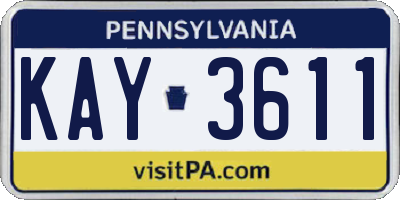 PA license plate KAY3611