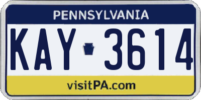 PA license plate KAY3614