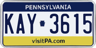 PA license plate KAY3615