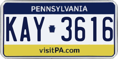 PA license plate KAY3616