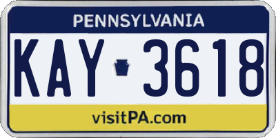 PA license plate KAY3618