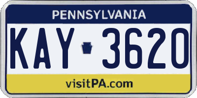 PA license plate KAY3620