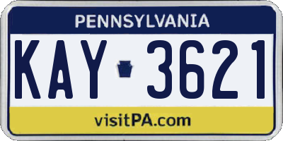 PA license plate KAY3621