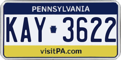 PA license plate KAY3622