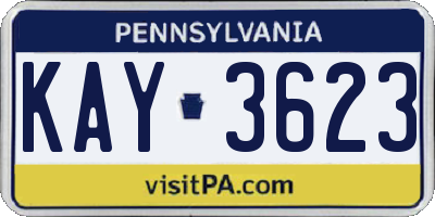 PA license plate KAY3623