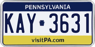 PA license plate KAY3631