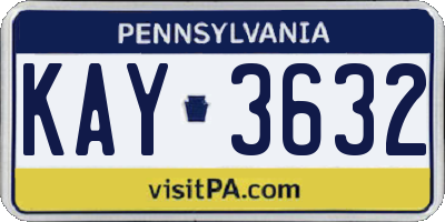 PA license plate KAY3632