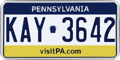 PA license plate KAY3642