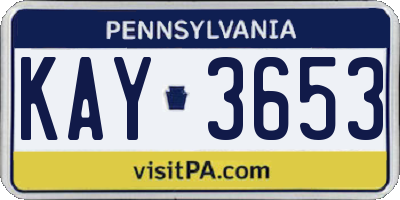 PA license plate KAY3653