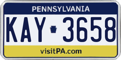 PA license plate KAY3658