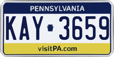 PA license plate KAY3659