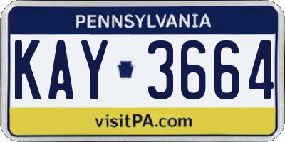 PA license plate KAY3664