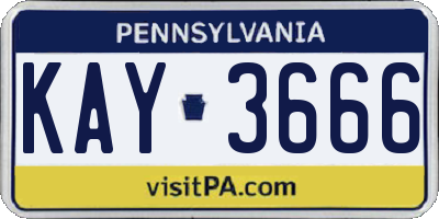 PA license plate KAY3666