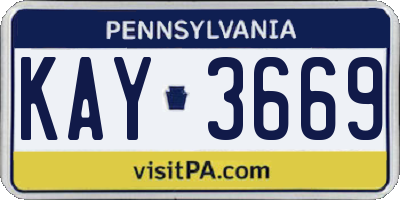 PA license plate KAY3669