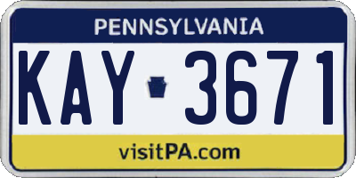 PA license plate KAY3671
