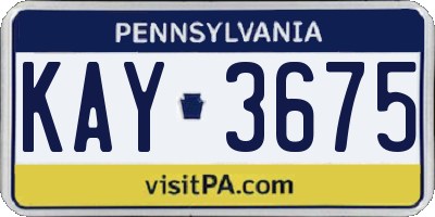 PA license plate KAY3675