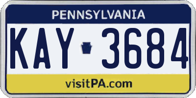 PA license plate KAY3684