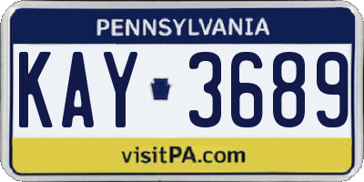 PA license plate KAY3689
