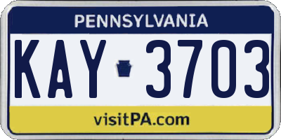 PA license plate KAY3703