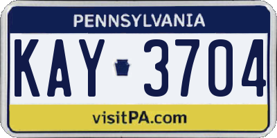 PA license plate KAY3704