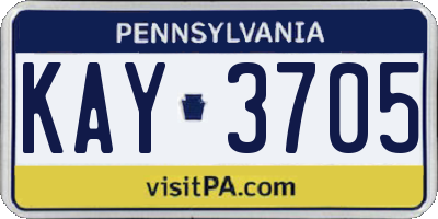 PA license plate KAY3705