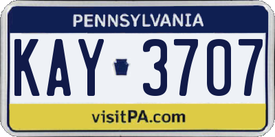 PA license plate KAY3707