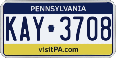 PA license plate KAY3708