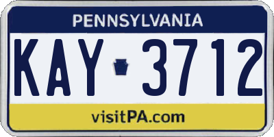 PA license plate KAY3712