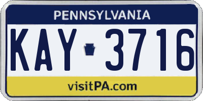 PA license plate KAY3716