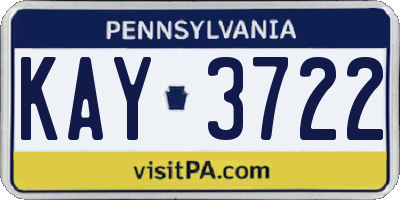 PA license plate KAY3722