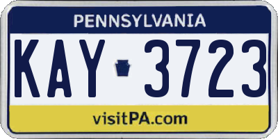 PA license plate KAY3723