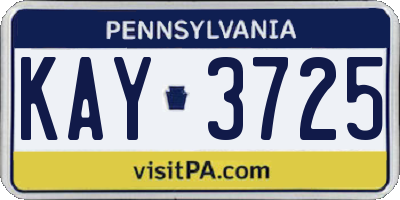 PA license plate KAY3725