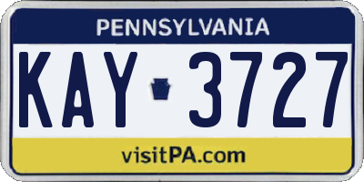 PA license plate KAY3727
