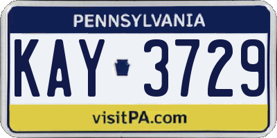 PA license plate KAY3729