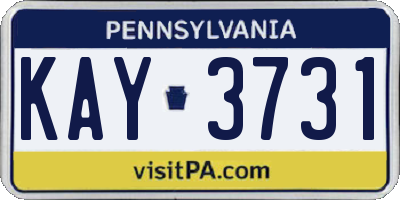 PA license plate KAY3731