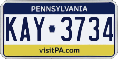 PA license plate KAY3734