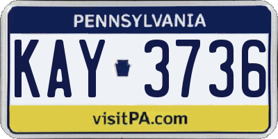 PA license plate KAY3736