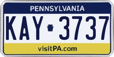 PA license plate KAY3737