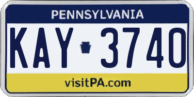 PA license plate KAY3740