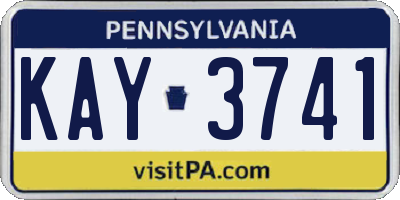 PA license plate KAY3741
