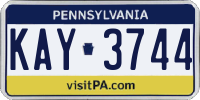 PA license plate KAY3744