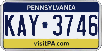 PA license plate KAY3746