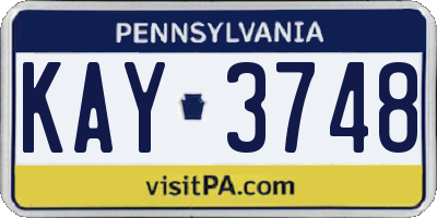 PA license plate KAY3748