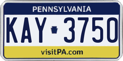 PA license plate KAY3750